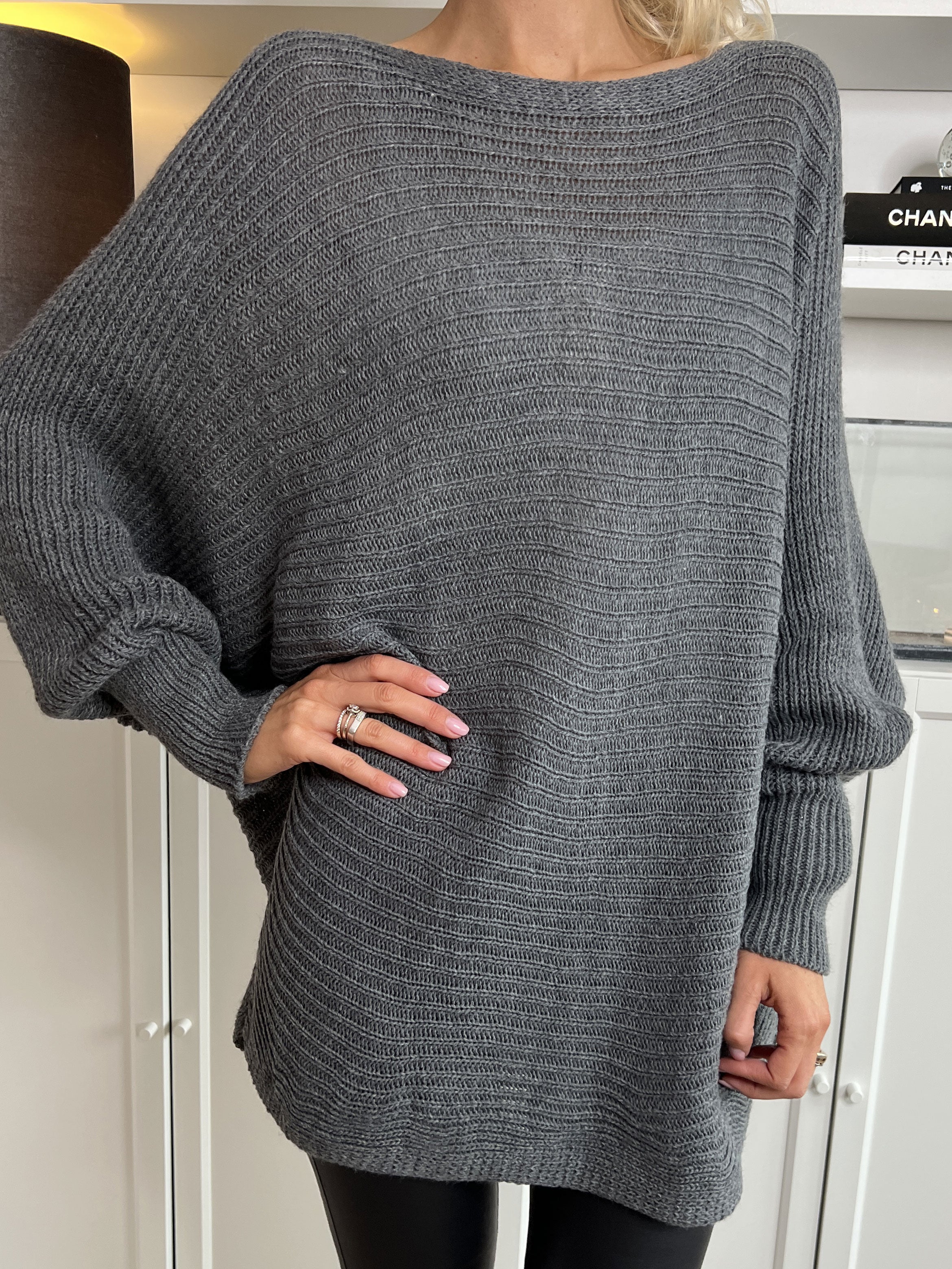 Gabbi - Oversized strik med flagermusærmer
